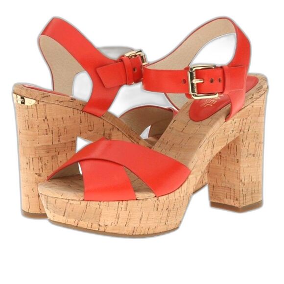 Michael Kors Natalia Mandarin Leather Platform Sandals - Size 8 - NWOB - Picture 1 of 7